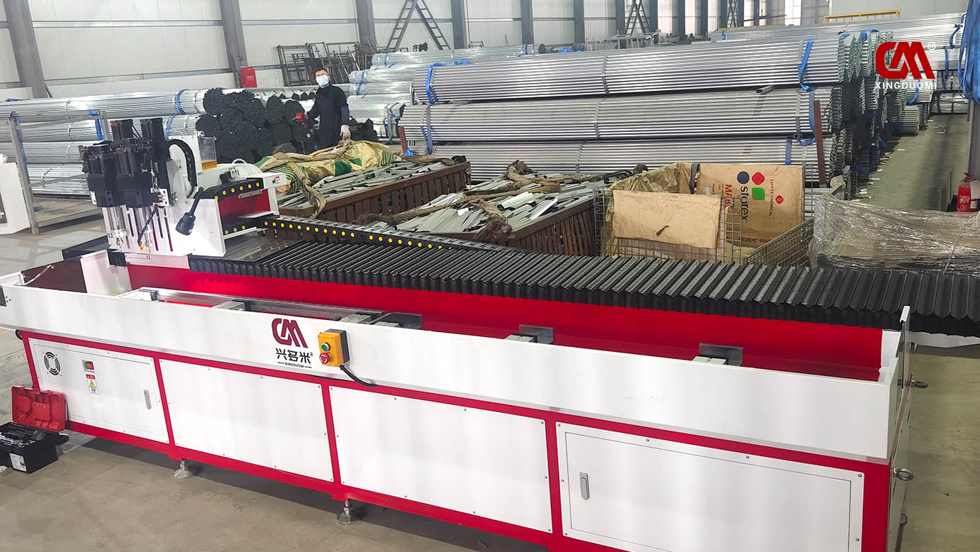 On-site machining at a pipe manufacturing company using a Duomi CNC drilling and tapping machine